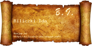 Biliczki Ida névjegykártya